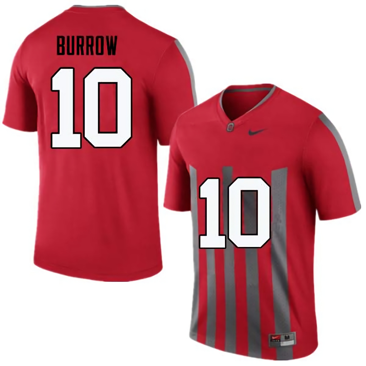 Joe Burrow Ohio State Buckeyes Men's NCAA #10 Nike Throwback Red College Stitched Football Jersey EHH0356XR